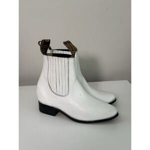 Botines Macias White Chelsea Boot Sz 6 Festival Latino Dance Art Leather
